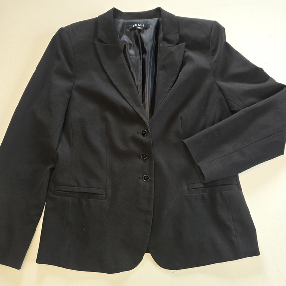 Chaus Jackets & Blazers - Chaus Black Three Button Notch Lapel Lined‎ Womens Classic Blazer Size 10